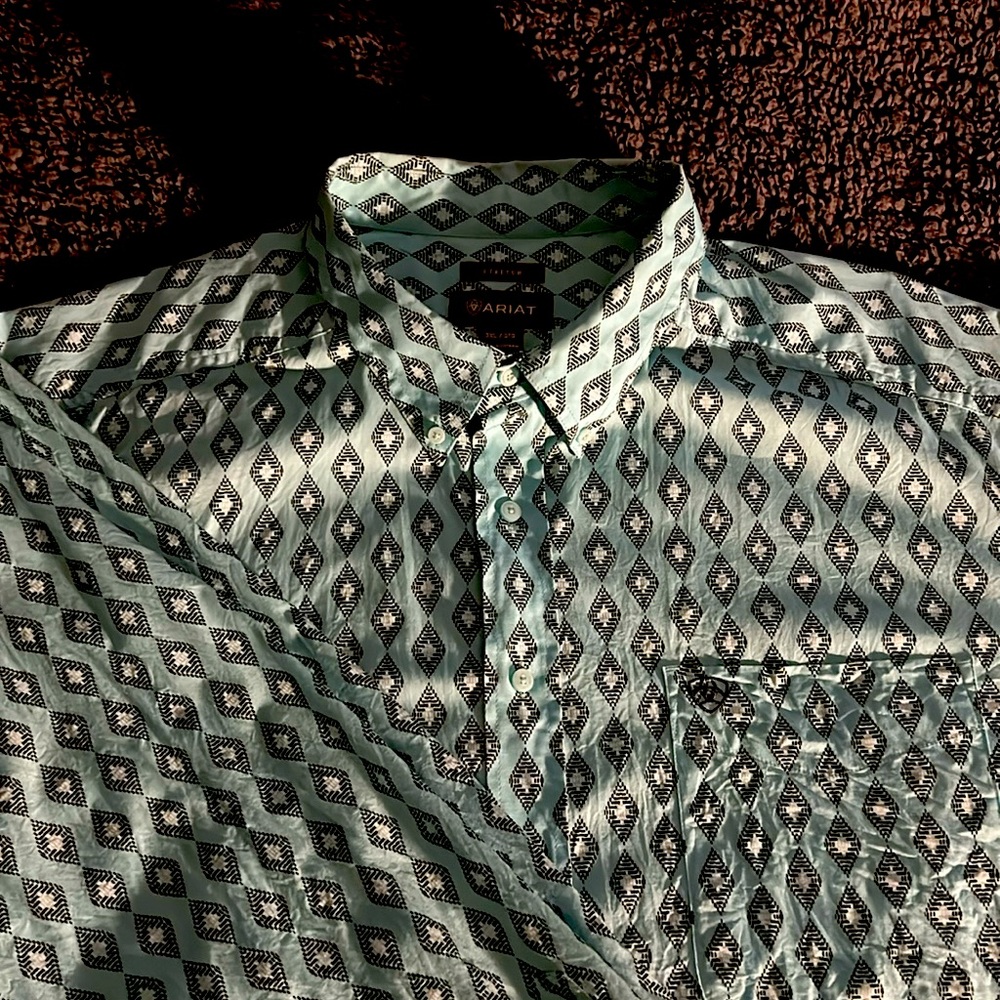 Long sleeve turquoise button up